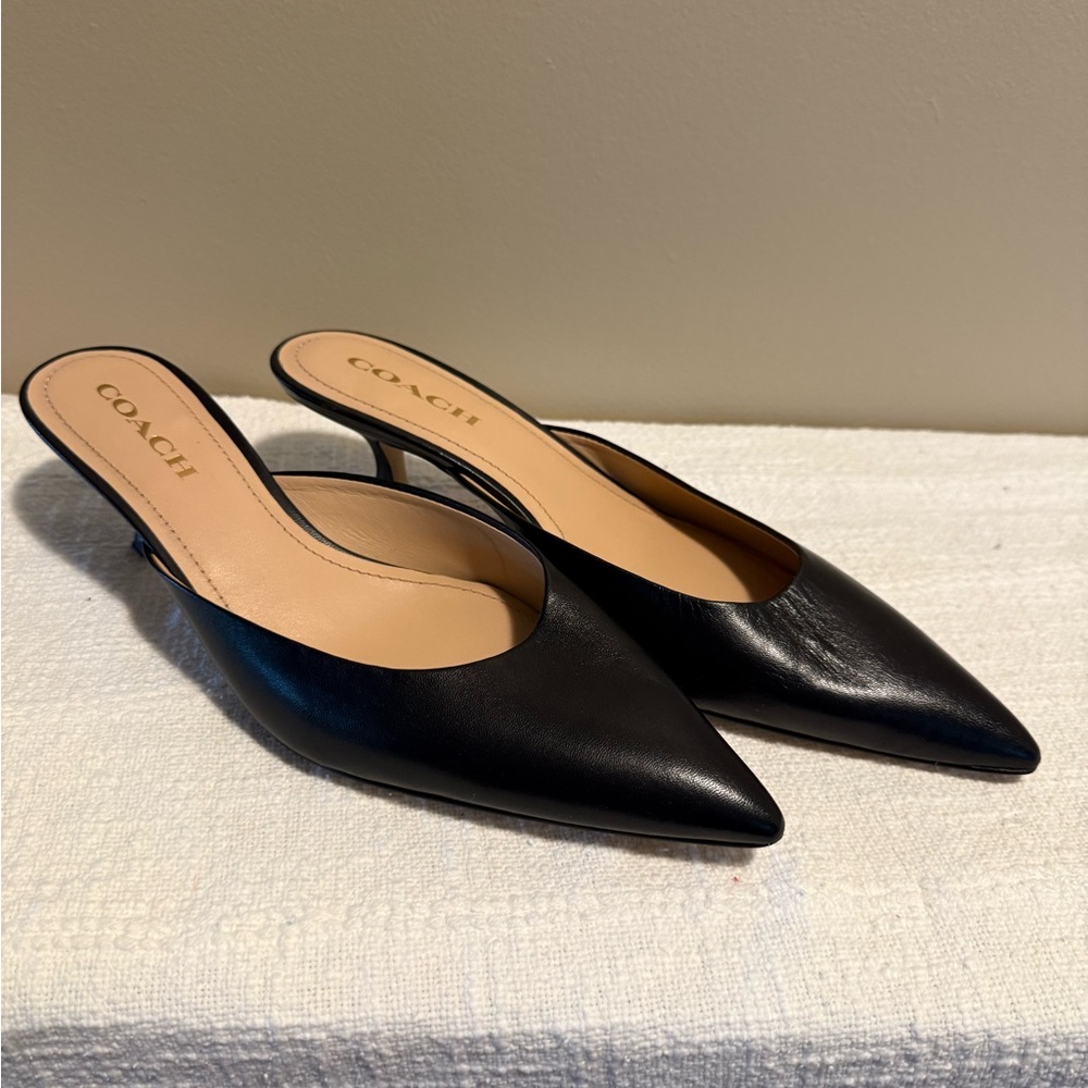 Coach Elegant Black Leather Mules